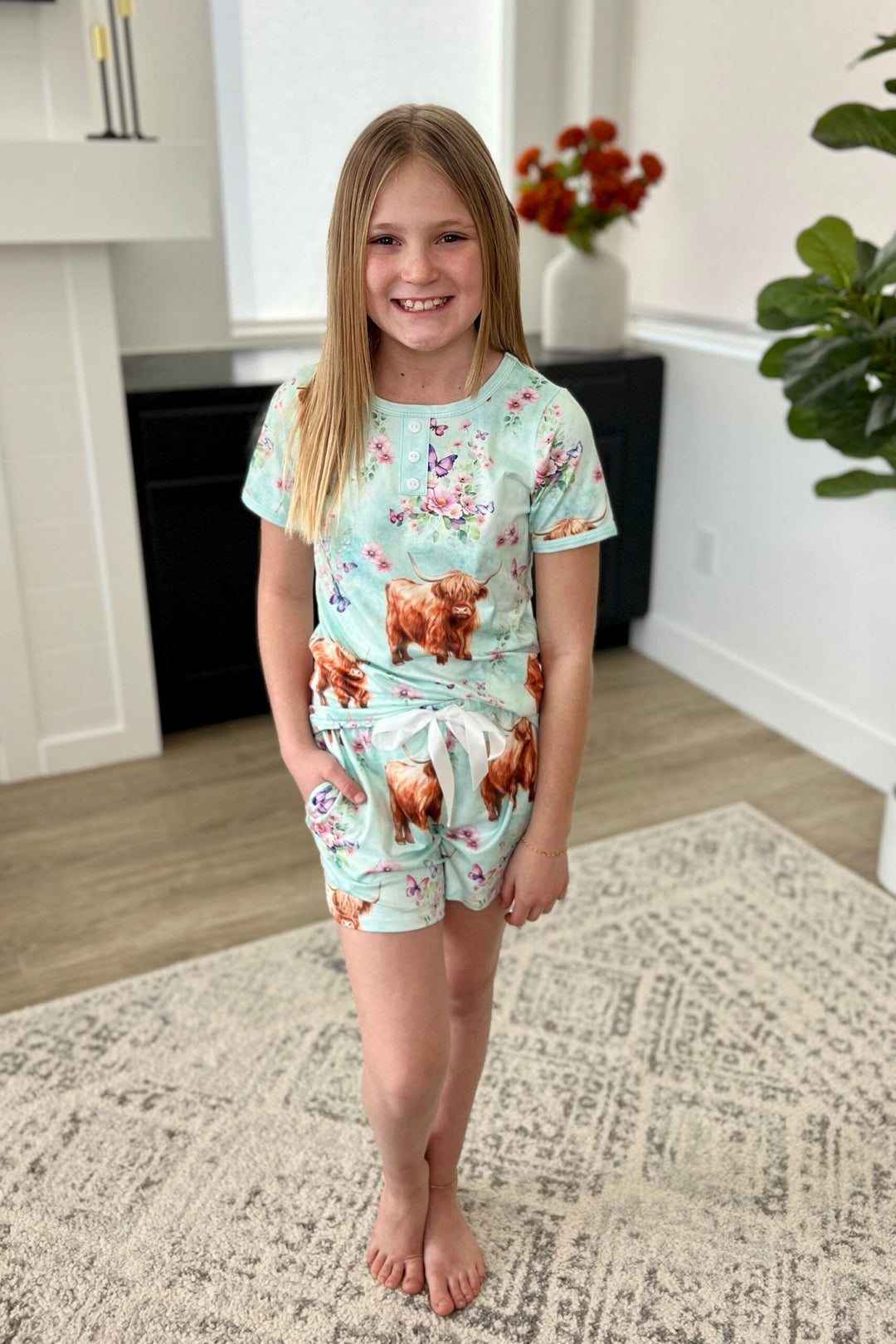 Shirley & Stone Matching Short Pajama Set - Mint Cow-Preorder Shirley&amp;Stone-Shirley & Stone-[option4]-[option5]-[option6]-[option7]-[option8]-Shop-Boutique-Clothing-for-Women-Online