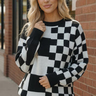 Pixel Perfect Black and White Pullover-Haptics-[option4]-[option5]-[option6]-[option7]-[option8]-Shop-Boutique-Clothing-for-Women-Online