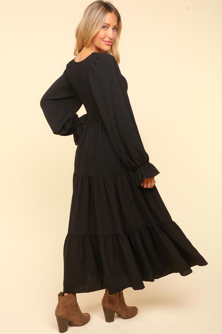 Smocking Maxi Woven Dress with Side Pockets in Black-Womens-Ave Shops-[option4]-[option5]-[option6]-[option7]-[option8]-Shop-Boutique-Clothing-for-Women-Online