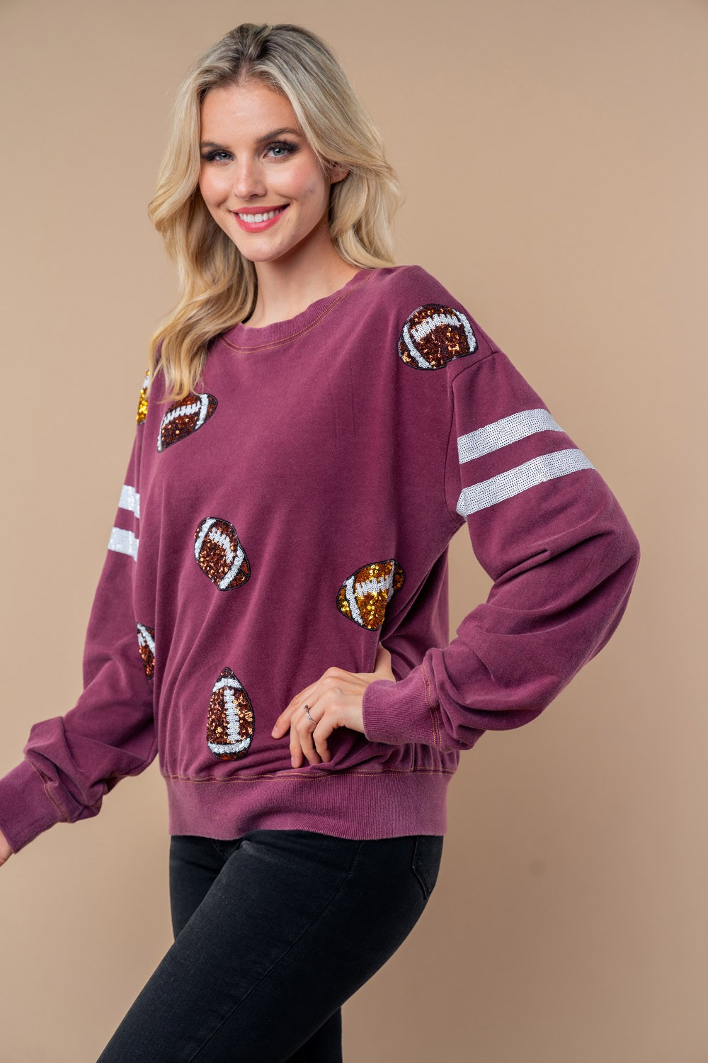 Sequin Football Long Sleeve Knit Top-Womens-Ave Shops-[option4]-[option5]-[option6]-[option7]-[option8]-Shop-Boutique-Clothing-for-Women-Online