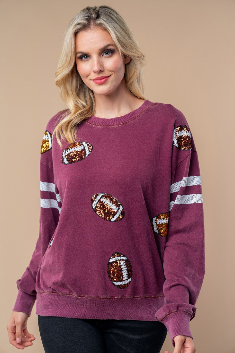 Sequin Football Long Sleeve Knit Top-Womens-Ave Shops-[option4]-[option5]-[option6]-[option7]-[option8]-Shop-Boutique-Clothing-for-Women-Online