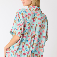 Poly Satin Macarons Printed Pajama Shirt-Tops-Ave Shops-[option4]-[option5]-[option6]-[option7]-[option8]-Shop-Boutique-Clothing-for-Women-Online
