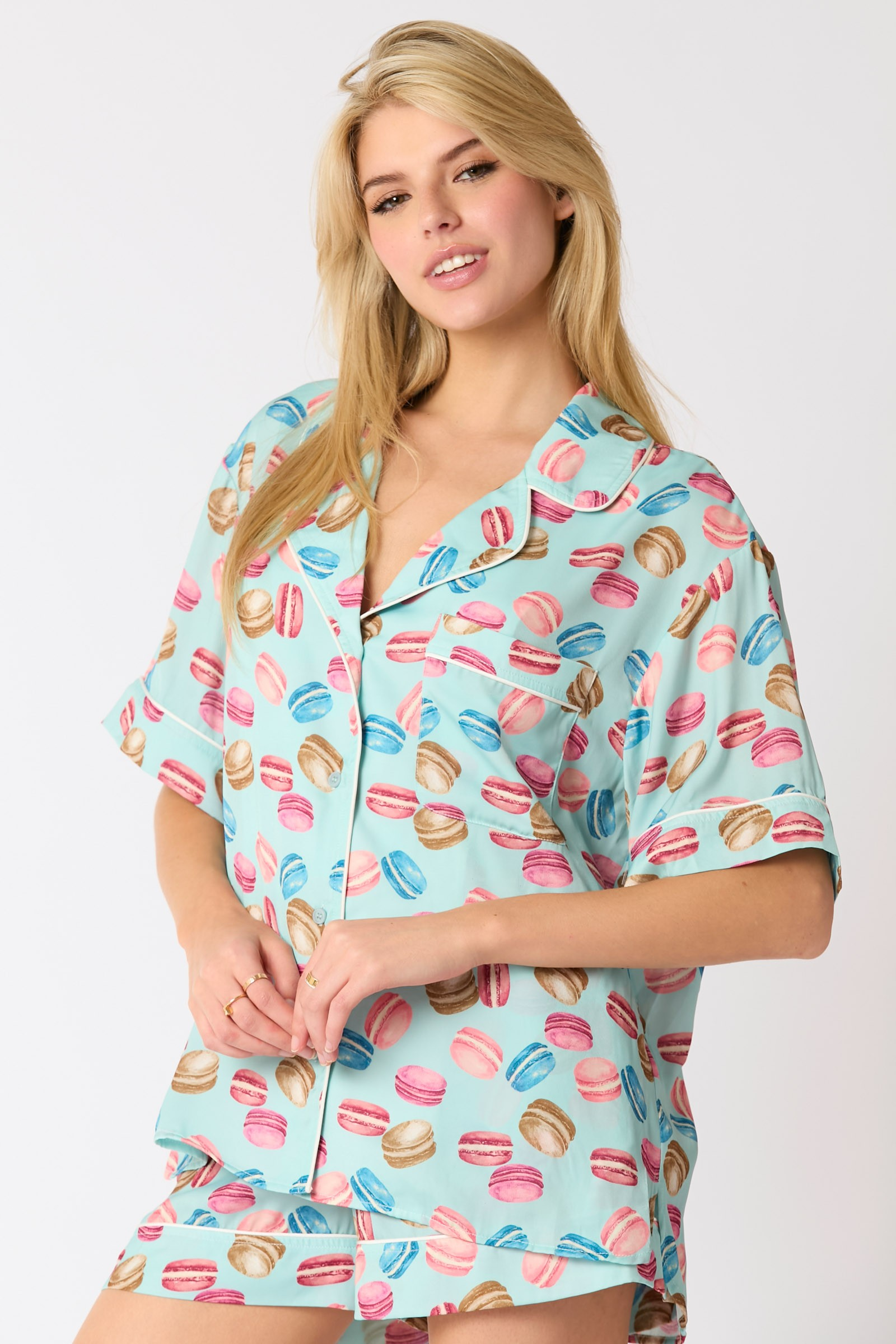 Poly Satin Macarons Printed Pajama Shorts-Bottoms-Ave Shops-[option4]-[option5]-[option6]-[option7]-[option8]-Shop-Boutique-Clothing-for-Women-Online