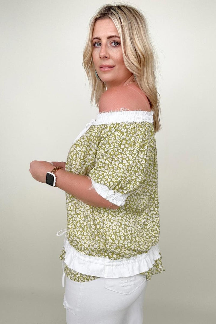 Heyson Convertible Ditsy Floral Button Down Blouse-Blouses-Kiwidrop-[option4]-[option5]-[option6]-[option7]-[option8]-Shop-Boutique-Clothing-for-Women-Online