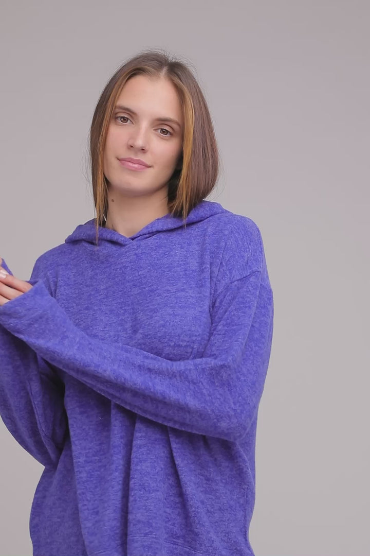 Zenana Hooded Brushed Melange Hacci Sweater