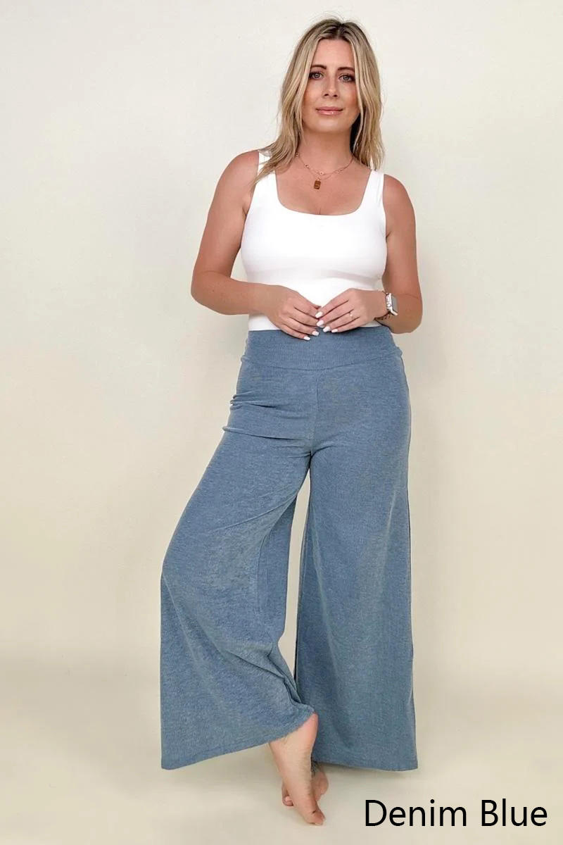 Petal Dew Solid Wide Waistband Wide Leg Pants-Pants-Kiwidrop-[option4]-[option5]-[option6]-[option7]-[option8]-Shop-Boutique-Clothing-for-Women-Online