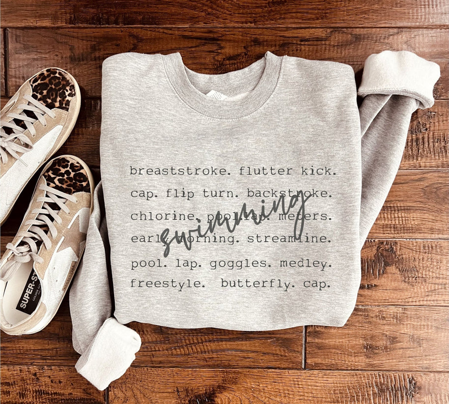 Swimming Words Sweatshirt in Two Colors-Womens-Ave Shops-[option4]-[option5]-[option6]-[option7]-[option8]-Shop-Boutique-Clothing-for-Women-Online
