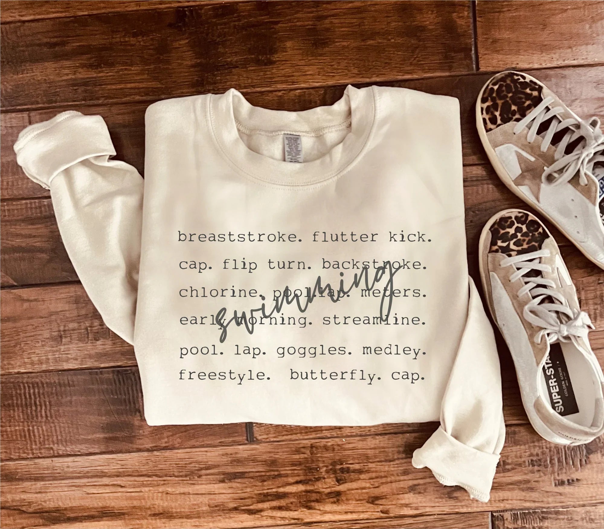 Swimming Words Sweatshirt in Two Colors-Womens-Ave Shops-[option4]-[option5]-[option6]-[option7]-[option8]-Shop-Boutique-Clothing-for-Women-Online