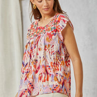 Babydoll Top with Embroidered Yoke-Tops-Ave Shops-[option4]-[option5]-[option6]-[option7]-[option8]-Shop-Boutique-Clothing-for-Women-Online