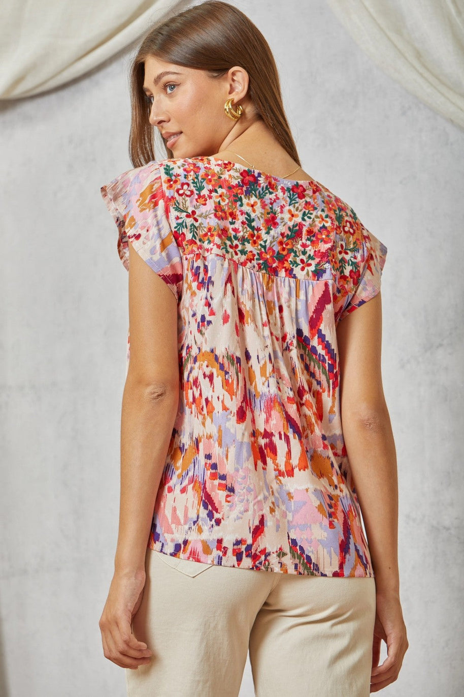 Babydoll Top with Embroidered Yoke-Tops-Ave Shops-[option4]-[option5]-[option6]-[option7]-[option8]-Shop-Boutique-Clothing-for-Women-Online