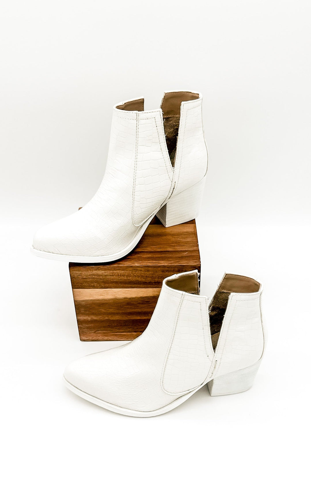 Tarim Bootie in White Croc-Shoes-Ave Shops-[option4]-[option5]-[option6]-[option7]-[option8]-Shop-Boutique-Clothing-for-Women-Online