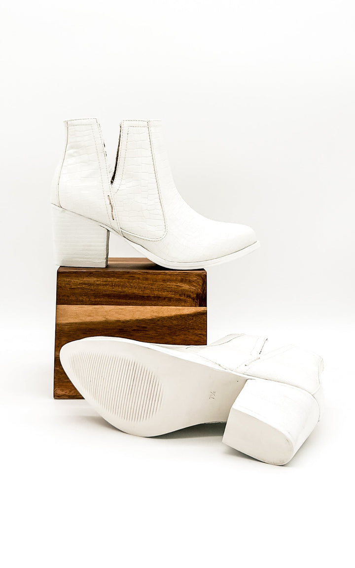 Tarim Bootie in White Croc-Shoes-Ave Shops-[option4]-[option5]-[option6]-[option7]-[option8]-Shop-Boutique-Clothing-for-Women-Online