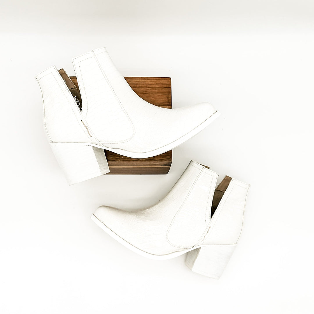 Tarim Bootie in White Croc-Shoes-Ave Shops-[option4]-[option5]-[option6]-[option7]-[option8]-Shop-Boutique-Clothing-for-Women-Online