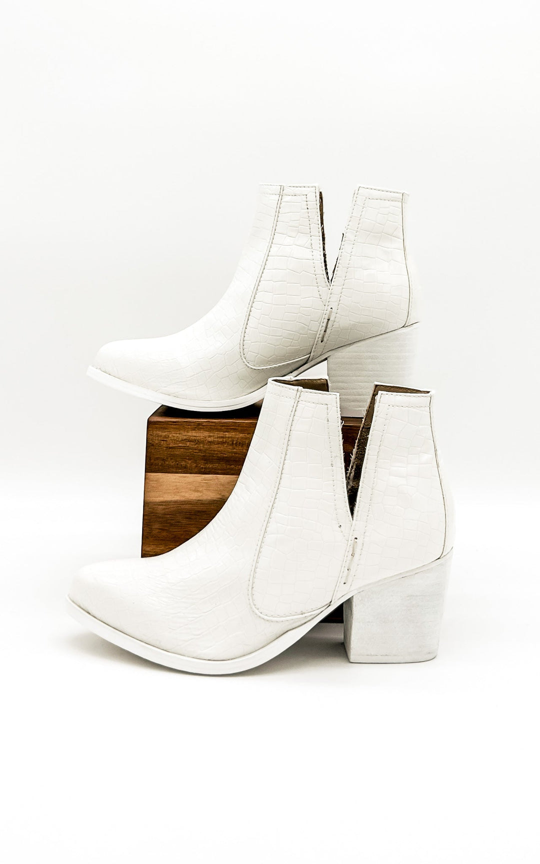 Tarim Bootie in White Croc-Shoes-Ave Shops-[option4]-[option5]-[option6]-[option7]-[option8]-Shop-Boutique-Clothing-for-Women-Online