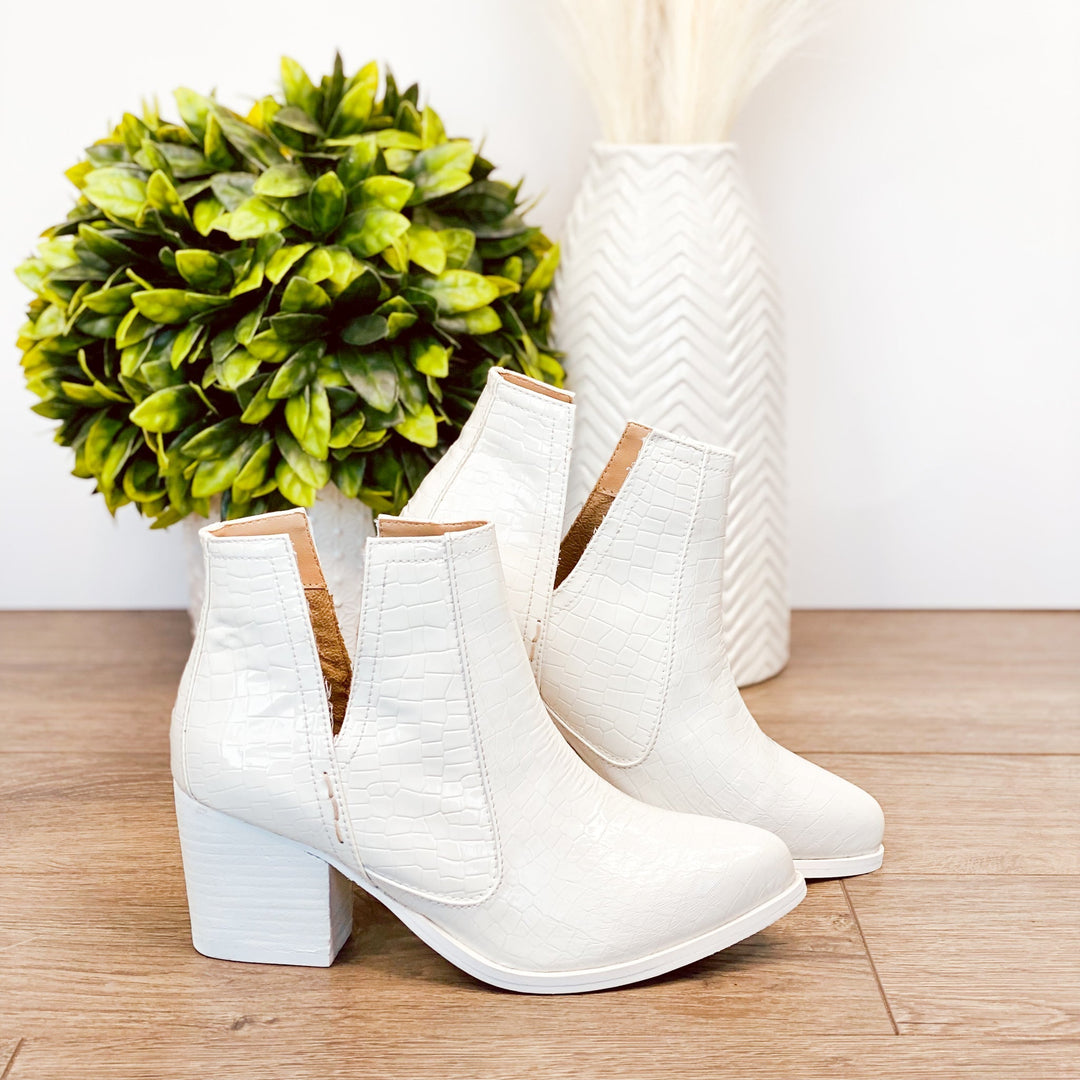 Tarim Bootie in White Croc-Shoes-Ave Shops-[option4]-[option5]-[option6]-[option7]-[option8]-Shop-Boutique-Clothing-for-Women-Online