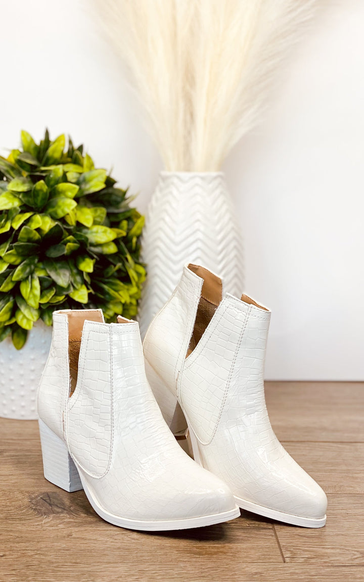 Tarim Bootie in White Croc-Shoes-Ave Shops-[option4]-[option5]-[option6]-[option7]-[option8]-Shop-Boutique-Clothing-for-Women-Online