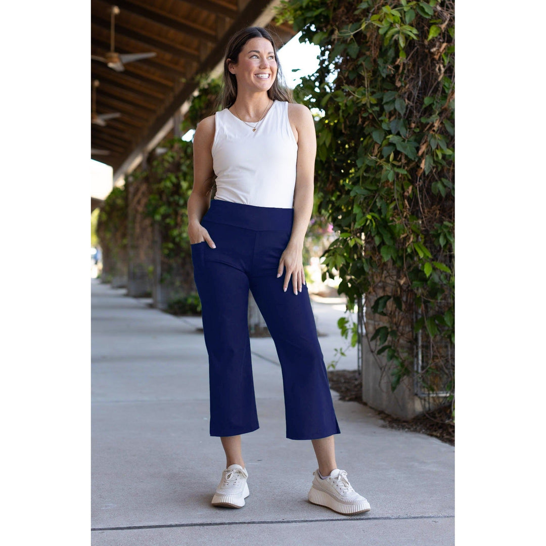 The Lydia Navy High Waisted Gaucho Pants-JuliaRoseWholesale-[option4]-[option5]-[option6]-[option7]-[option8]-Shop-Boutique-Clothing-for-Women-Online