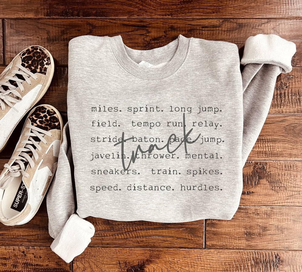 Track Words Sweatshirt in Two Colors _ RTS-Womens-Ave Shops-[option4]-[option5]-[option6]-[option7]-[option8]-Shop-Boutique-Clothing-for-Women-Online