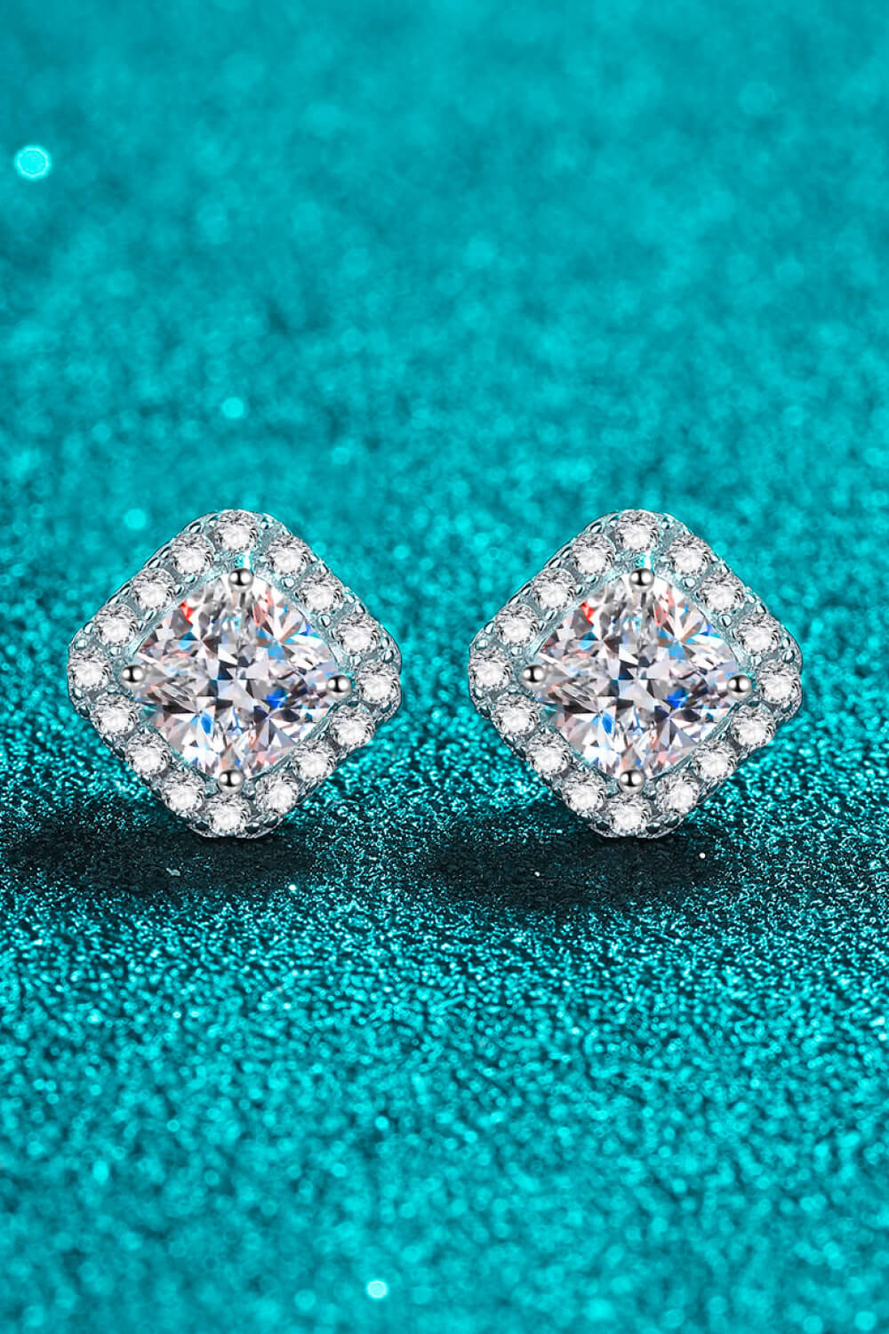 925 Sterling Silver Inlaid 2 Carat Moissanite Square Stud Earrings-Trendsi-Silver-One Size-[option4]-[option5]-[option6]-[option7]-[option8]-Shop-Boutique-Clothing-for-Women-Online