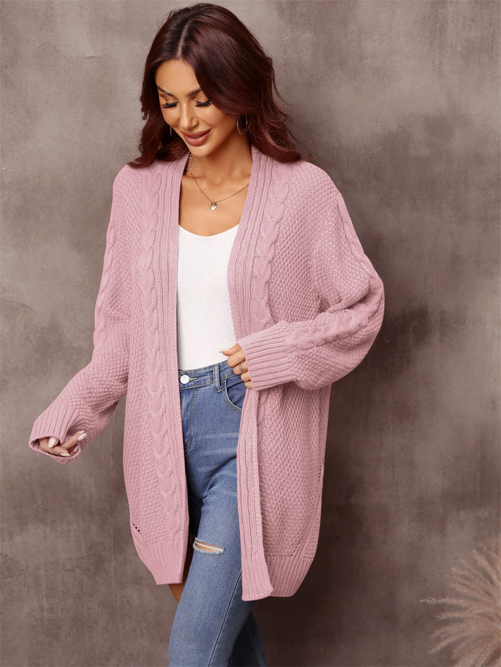 Warm Fall Mixed Knit Open Front Longline Cardigan-Trendsi-[option4]-[option5]-[option6]-[option7]-[option8]-Shop-Boutique-Clothing-for-Women-Online