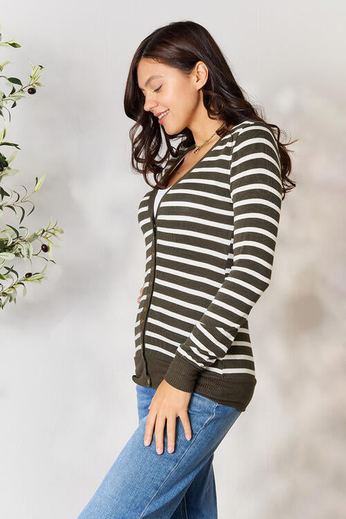 Zenana Striped Snap Down Cardigan-Trendsi-[option4]-[option5]-[option6]-[option7]-[option8]-Shop-Boutique-Clothing-for-Women-Online
