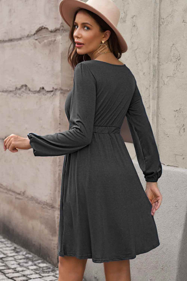 Ella Magic Plus Size Button Front Elastic Waist Long Sleeve Dress-Trendsi-[option4]-[option5]-[option6]-[option7]-[option8]-Shop-Boutique-Clothing-for-Women-Online