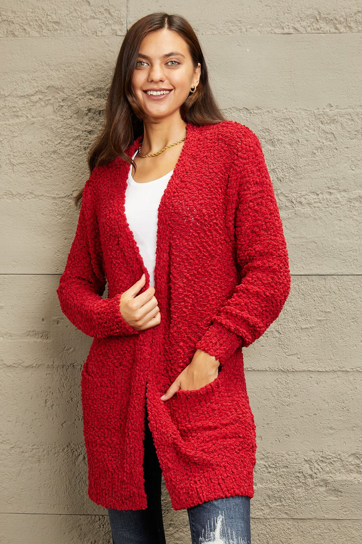 Zenana Falling For You Open Front Popcorn Cardigan-Trendsi-[option4]-[option5]-[option6]-[option7]-[option8]-Shop-Boutique-Clothing-for-Women-Online