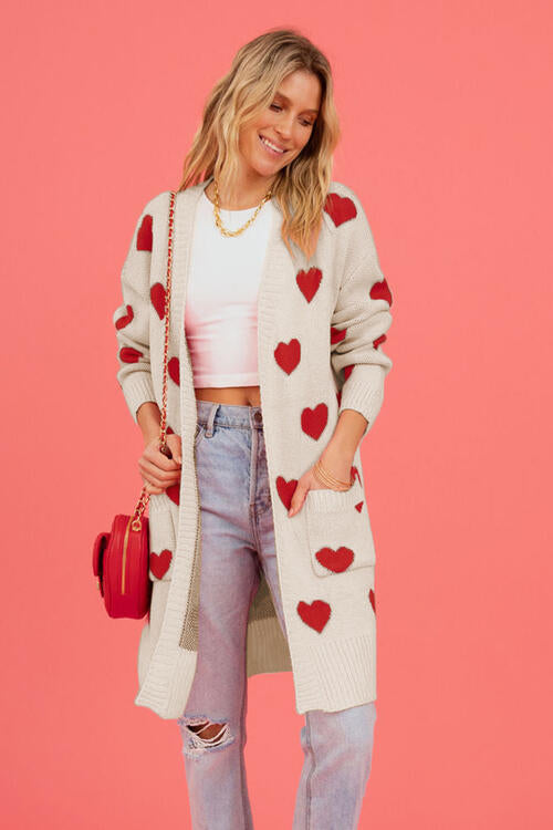 Lovestruck Heart Open Front Cardigan with Pockets-Trendsi-[option4]-[option5]-[option6]-[option7]-[option8]-Shop-Boutique-Clothing-for-Women-Online