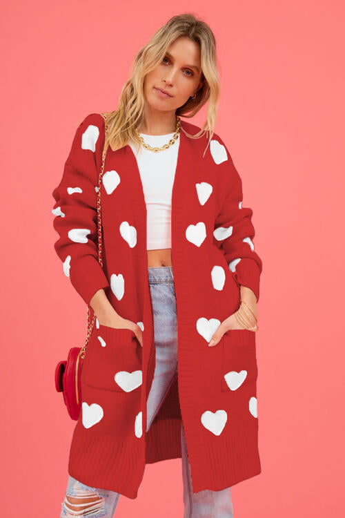 Lovestruck Heart Open Front Cardigan with Pockets-Trendsi-[option4]-[option5]-[option6]-[option7]-[option8]-Shop-Boutique-Clothing-for-Women-Online