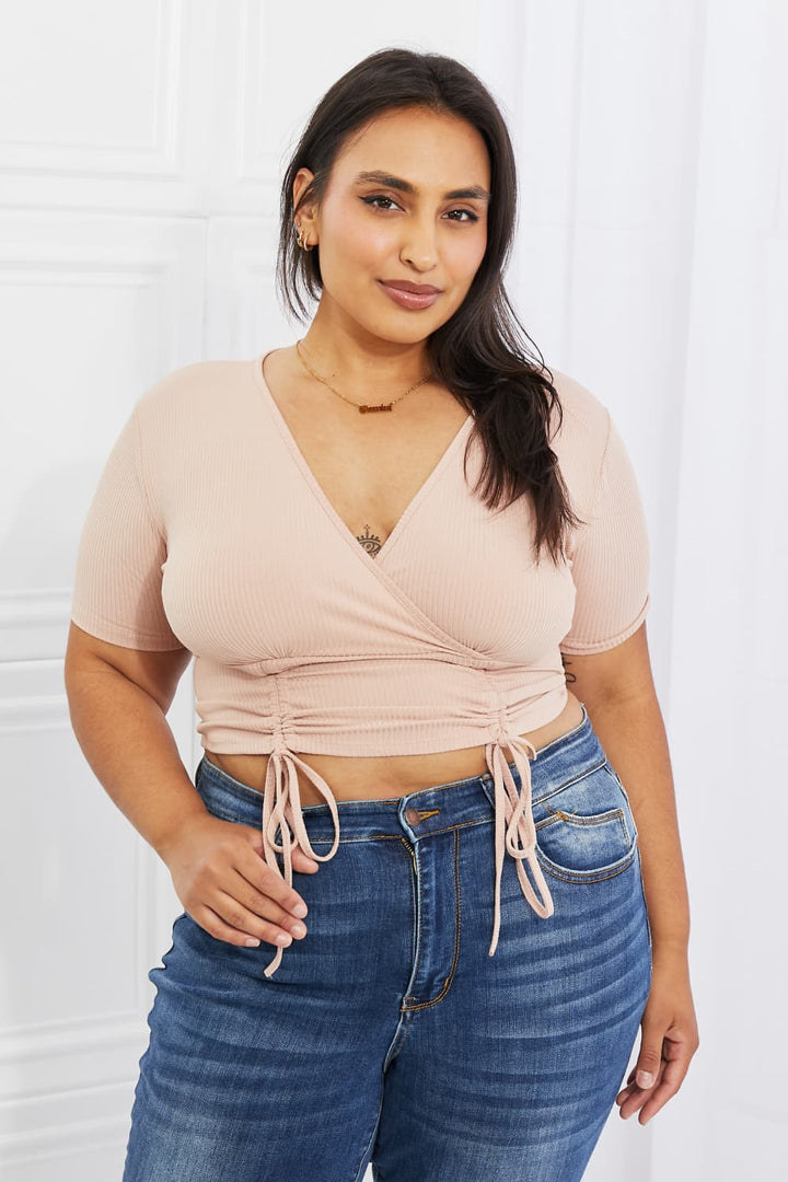 Capella Back To Simple Ribbed Front Scrunched Top in Blush-Trendsi-Peach-S-[option4]-[option5]-[option6]-[option7]-[option8]-Shop-Boutique-Clothing-for-Women-Online