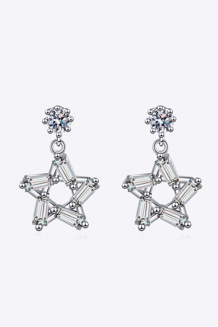 925 Sterling Silver Inlaid Moissanite Star Earrings-Trendsi-Silver-One Size-[option4]-[option5]-[option6]-[option7]-[option8]-Shop-Boutique-Clothing-for-Women-Online