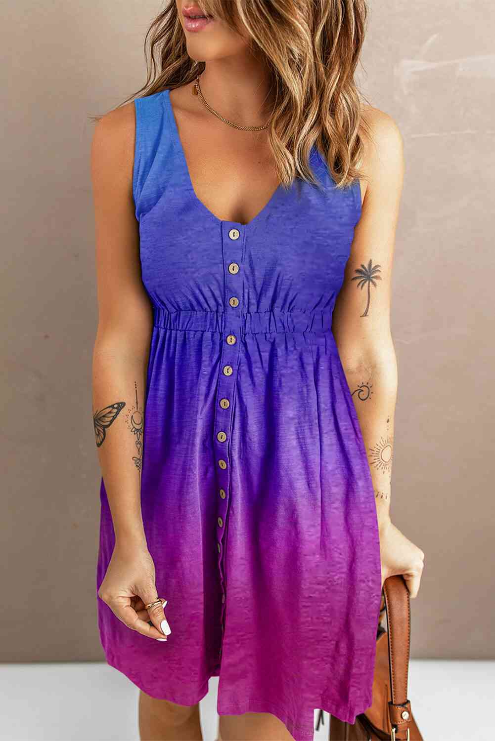 Ella Magic Print Button Down Sleeveless Dress-Trendsi-Violet-S-[option4]-[option5]-[option6]-[option7]-[option8]-Shop-Boutique-Clothing-for-Women-Online