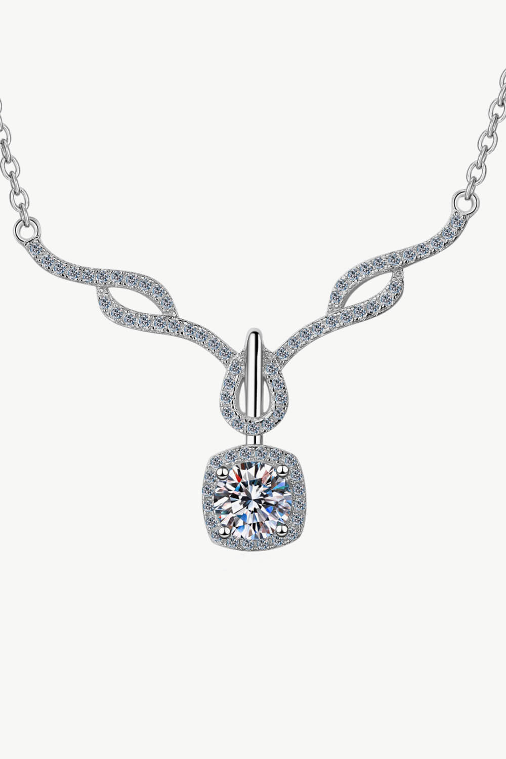 Right On Trend Moissanite Pendant Necklace-Trendsi-Silver-One Size-[option4]-[option5]-[option6]-[option7]-[option8]-Shop-Boutique-Clothing-for-Women-Online