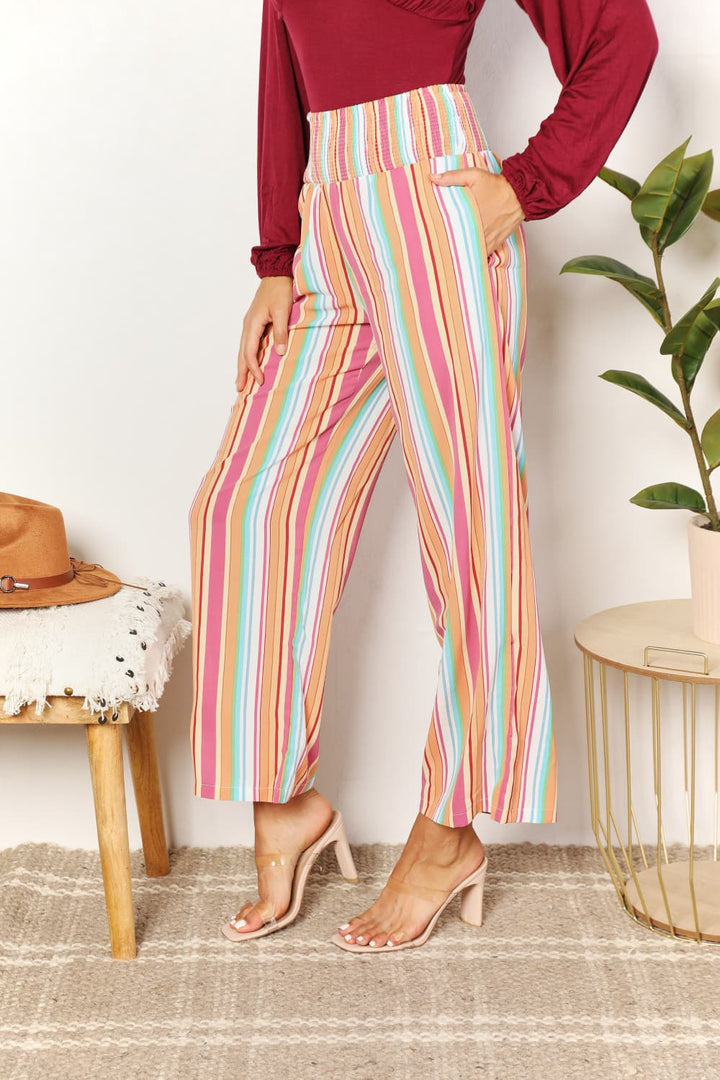 Double Take Striped Smocked Waist Pants with Pockets-Trendsi-[option4]-[option5]-[option6]-[option7]-[option8]-Shop-Boutique-Clothing-for-Women-Online