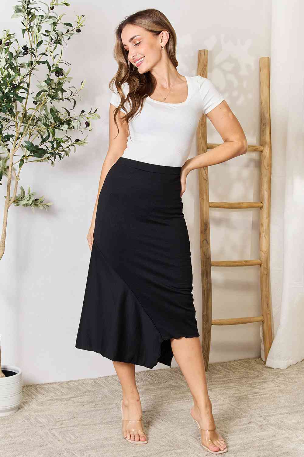 Culture Code High Waist Midi Skirt-Trendsi-[option4]-[option5]-[option6]-[option7]-[option8]-Shop-Boutique-Clothing-for-Women-Online