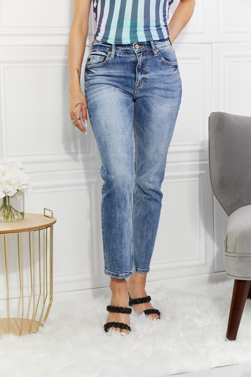 Kancan Amara High Rise Slim Straight Jeans-Trendsi-Medium-0-[option4]-[option5]-[option6]-[option7]-[option8]-Shop-Boutique-Clothing-for-Women-Online