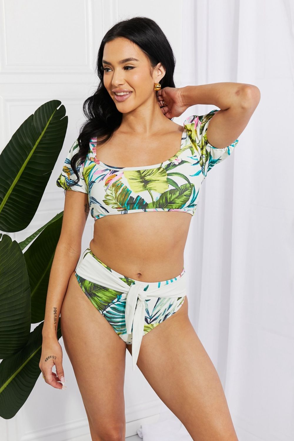 Marina West Swim Vacay Ready Puff Sleeve Bikini in Floral-Trendsi-Cream-S-[option4]-[option5]-[option6]-[option7]-[option8]-Shop-Boutique-Clothing-for-Women-Online