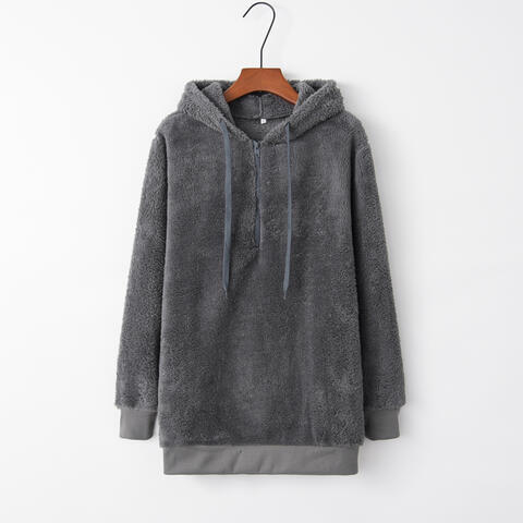 Quarter-Zip Drawstring Teddy Hoodie-Trendsi-[option4]-[option5]-[option6]-[option7]-[option8]-Shop-Boutique-Clothing-for-Women-Online