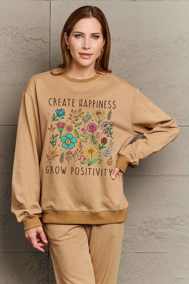 Simply Love CREATE HAPPINESS GROW POSITIVITY Graphic Sweatshirt-Trendsi-[option4]-[option5]-[option6]-[option7]-[option8]-Shop-Boutique-Clothing-for-Women-Online