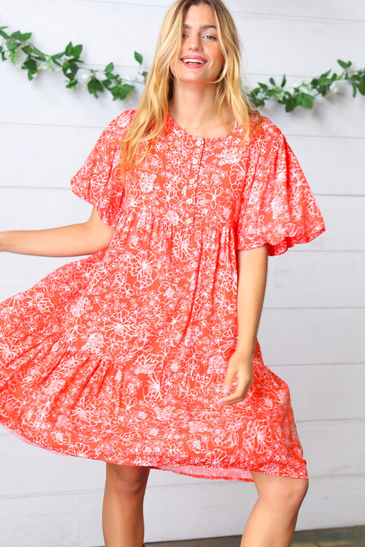 Coral Floral Button Down Midi Dress-Haptics-[option4]-[option5]-[option6]-[option7]-[option8]-Shop-Boutique-Clothing-for-Women-Online