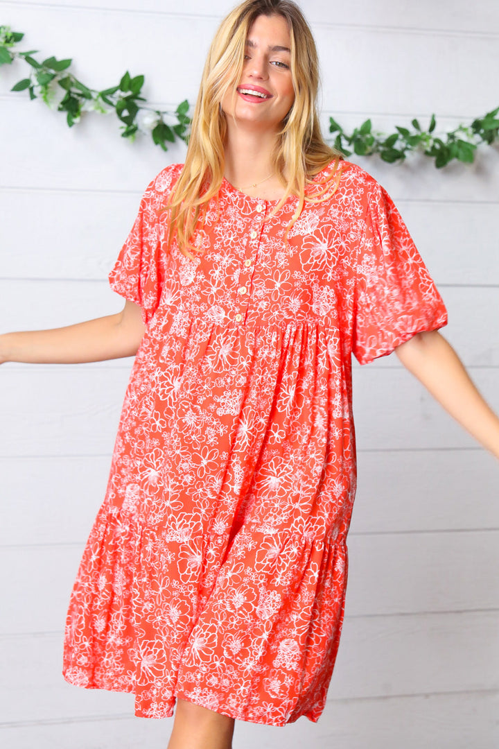 Coral Floral Button Down Midi Dress-Haptics-[option4]-[option5]-[option6]-[option7]-[option8]-Shop-Boutique-Clothing-for-Women-Online