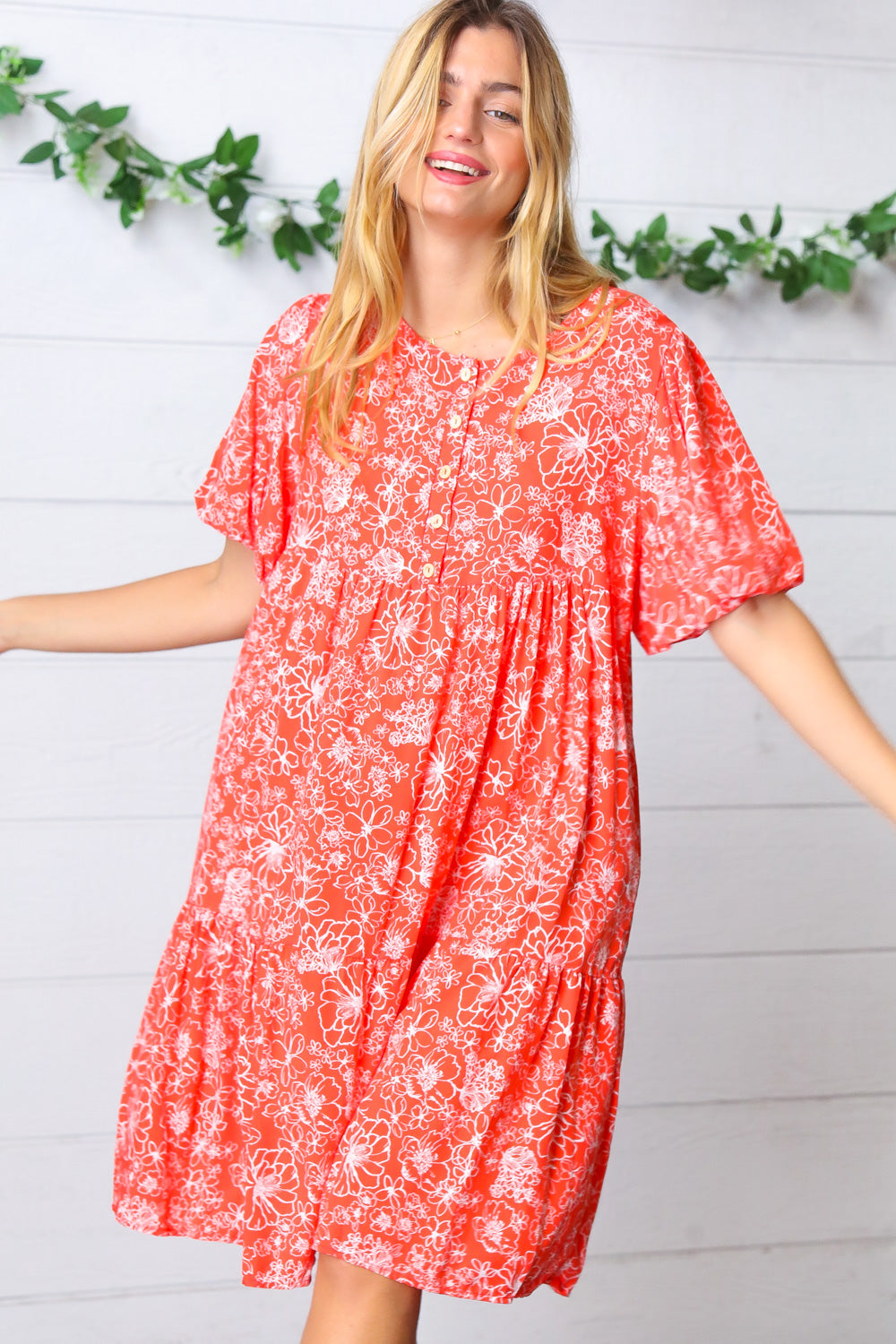 Coral Floral Button Down Midi Dress-Haptics-[option4]-[option5]-[option6]-[option7]-[option8]-Shop-Boutique-Clothing-for-Women-Online