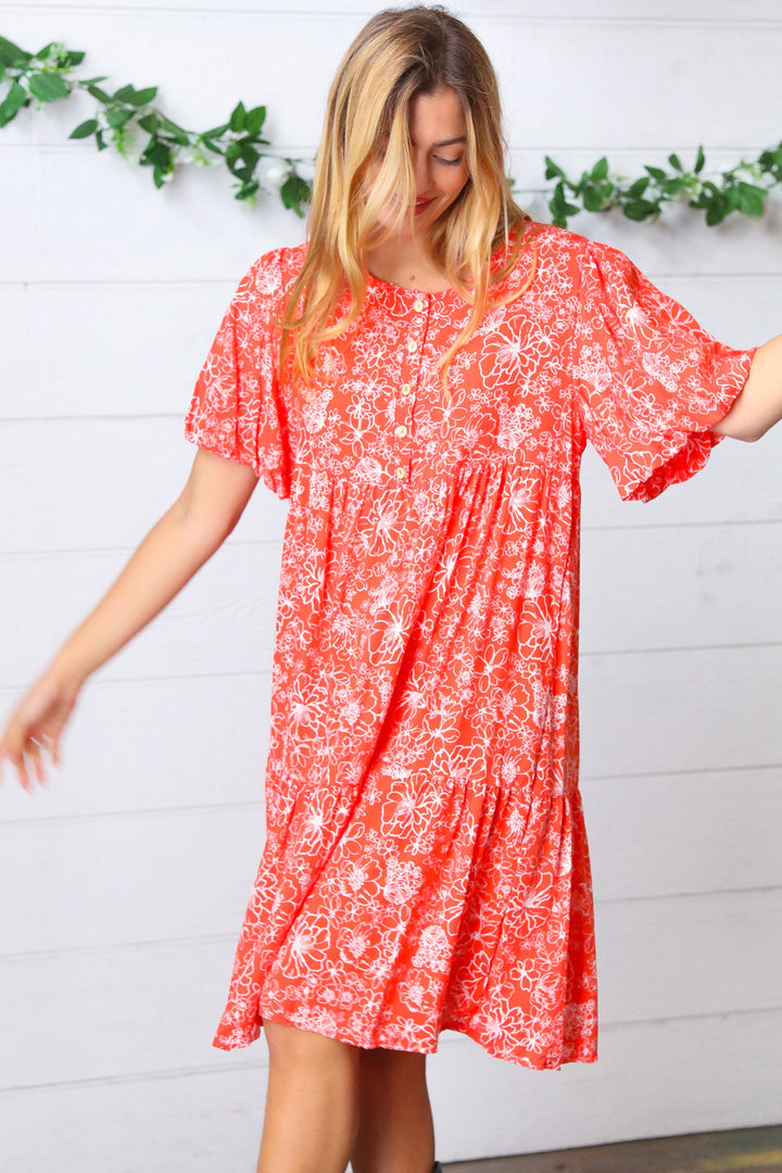 Coral Floral Button Down Midi Dress-Haptics-[option4]-[option5]-[option6]-[option7]-[option8]-Shop-Boutique-Clothing-for-Women-Online