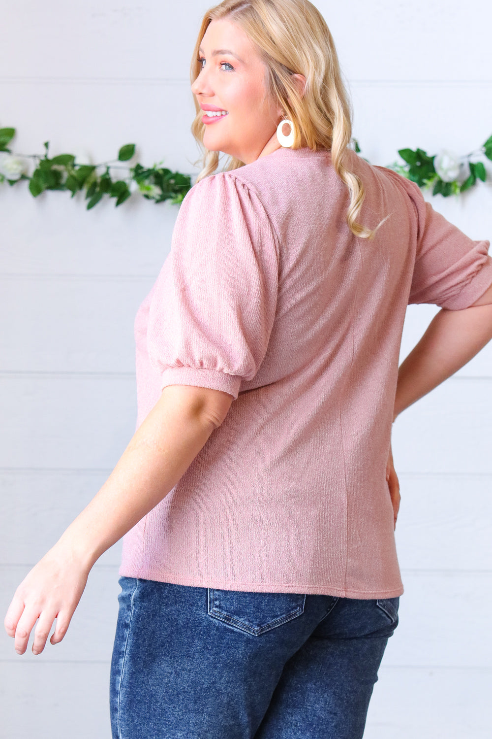 Baby Pink Puff Sleeve Two Tone Sweater Top-Haptics-[option4]-[option5]-[option6]-[option7]-[option8]-Shop-Boutique-Clothing-for-Women-Online