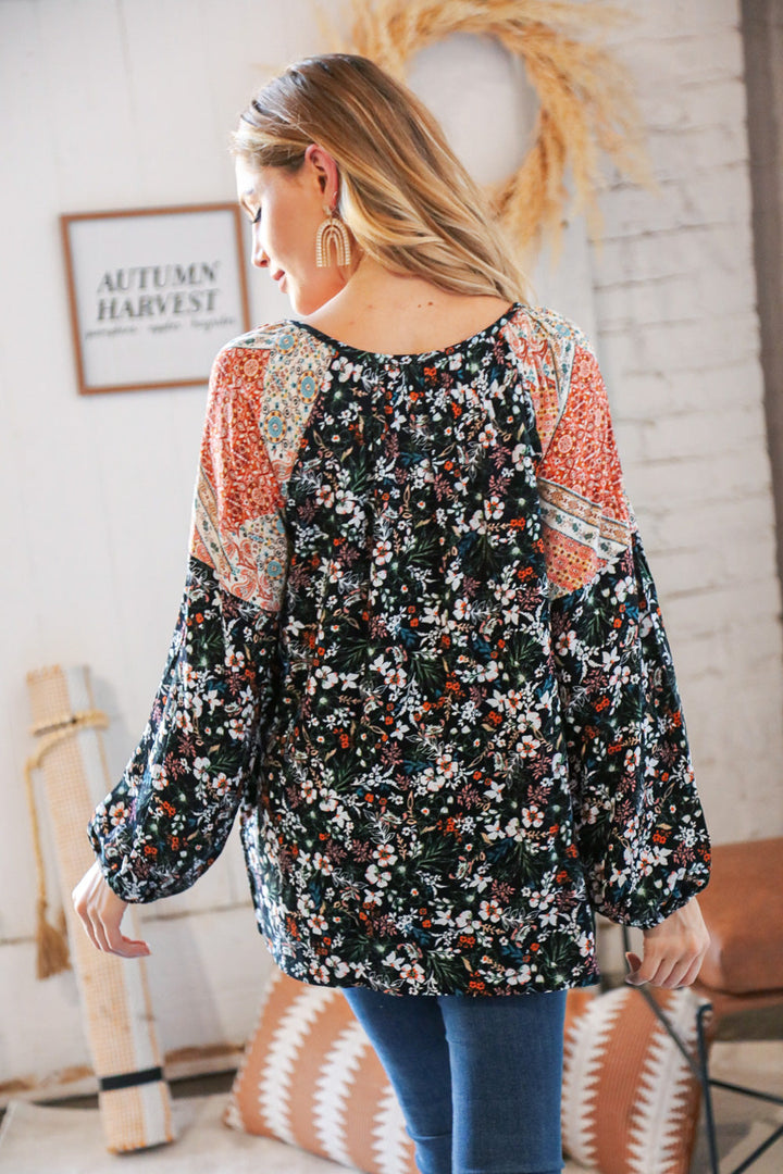 Boho Floral Ethnic Print Front Tie Woven Blouse-Haptics-[option4]-[option5]-[option6]-[option7]-[option8]-Shop-Boutique-Clothing-for-Women-Online