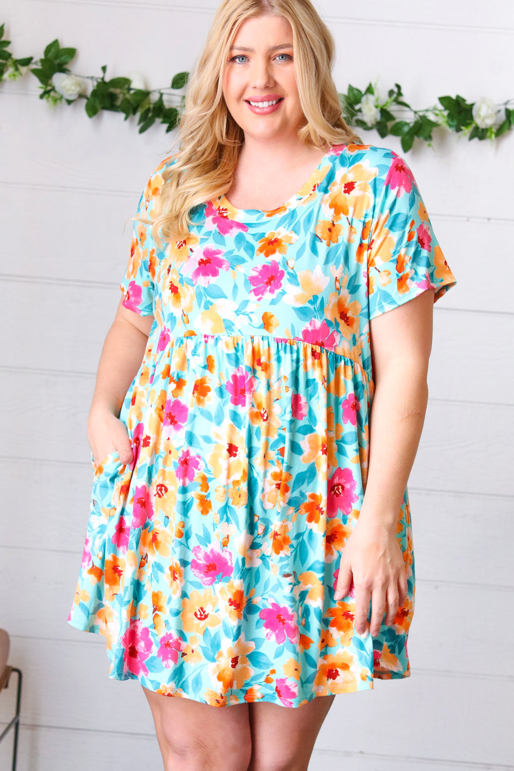 Teal & Magenta Floral Babydoll Fit and Flare Dress-Haptics-[option4]-[option5]-[option6]-[option7]-[option8]-Shop-Boutique-Clothing-for-Women-Online