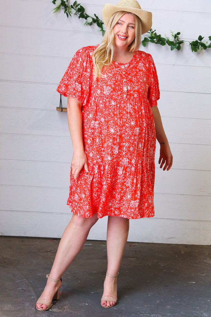 Coral Floral Button Down Midi Dress-Haptics-[option4]-[option5]-[option6]-[option7]-[option8]-Shop-Boutique-Clothing-for-Women-Online