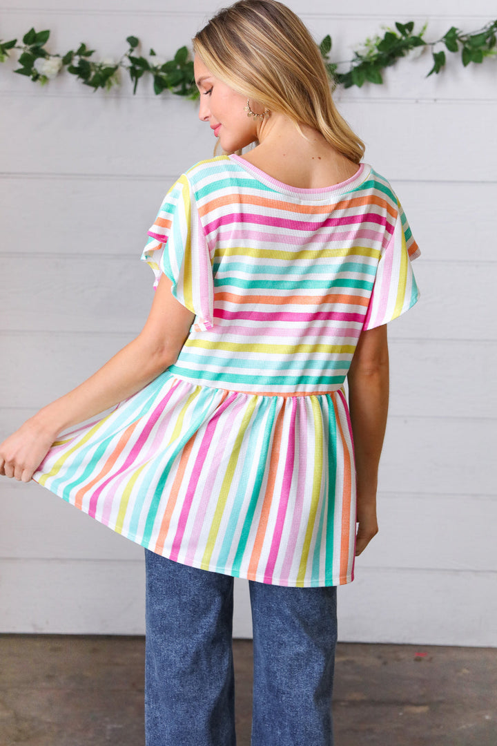 Lavender Rainbow Stripe Babydoll Top-Haptics-[option4]-[option5]-[option6]-[option7]-[option8]-Shop-Boutique-Clothing-for-Women-Online