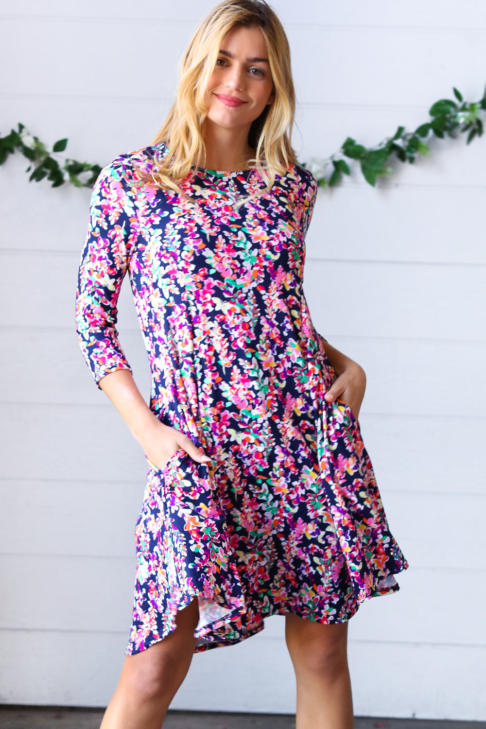 Navy Floral Flare Midi Dress-Haptics-[option4]-[option5]-[option6]-[option7]-[option8]-Shop-Boutique-Clothing-for-Women-Online