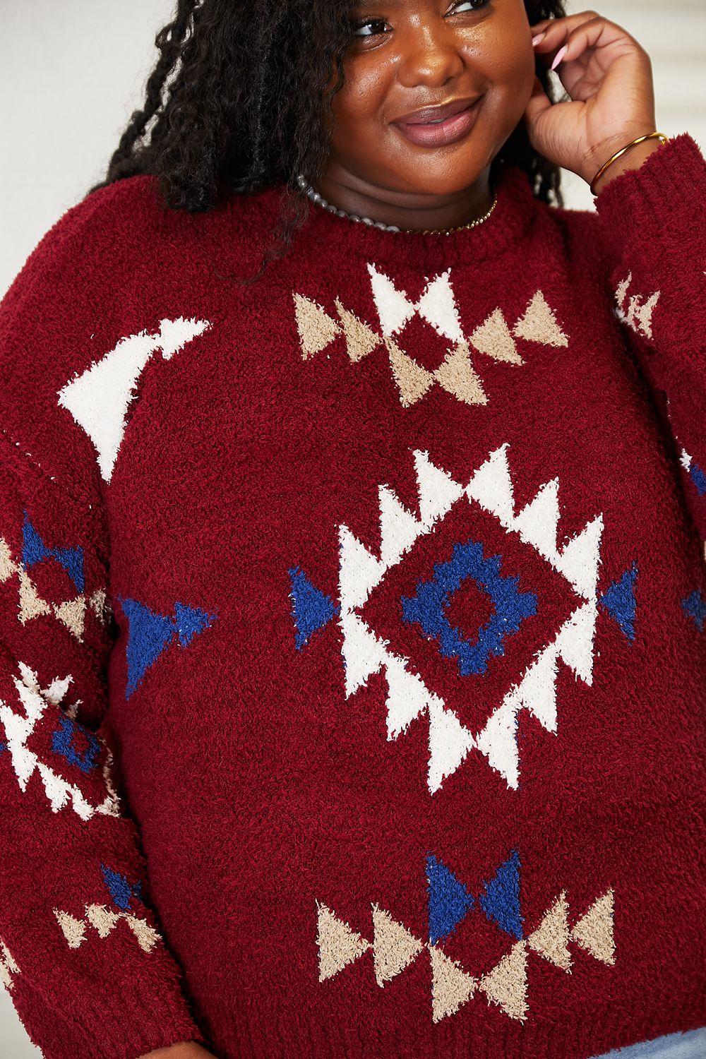 HEYSON Aztec Soft Fuzzy Sweater-Trendsi-[option4]-[option5]-[option6]-[option7]-[option8]-Shop-Boutique-Clothing-for-Women-Online
